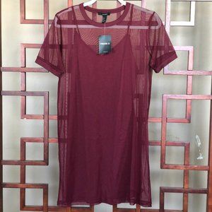 Forever 21 Maroon Mesh Dress